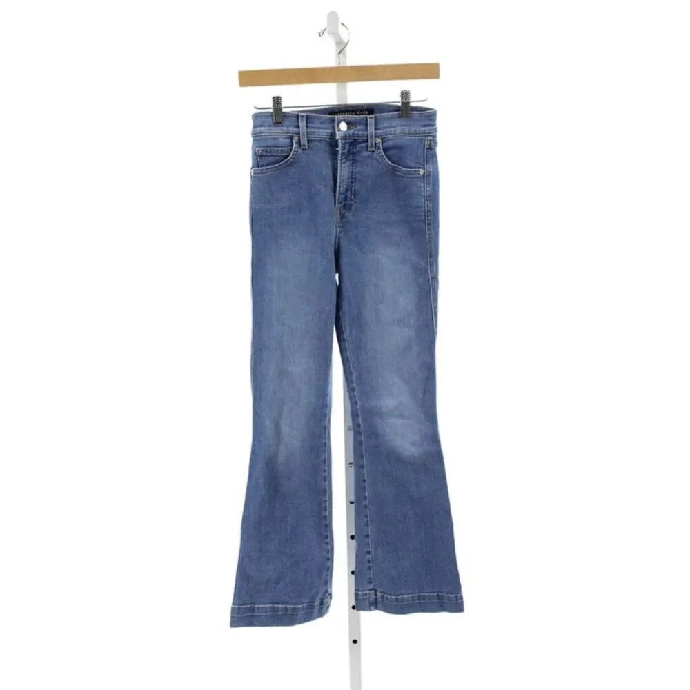 Veronica Beard Womens Flared Jeans Blue Cotton High Rise Button Size 26